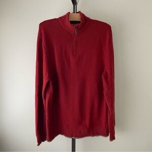 Black Brown Lambswool Blend Quarter Zip Pullover Sweater Orange Mens Size XL